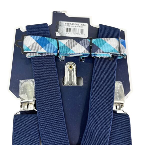 Chaps Boys Bow Tie & Suspender Set Navy Gray New - Picture 10 of 10